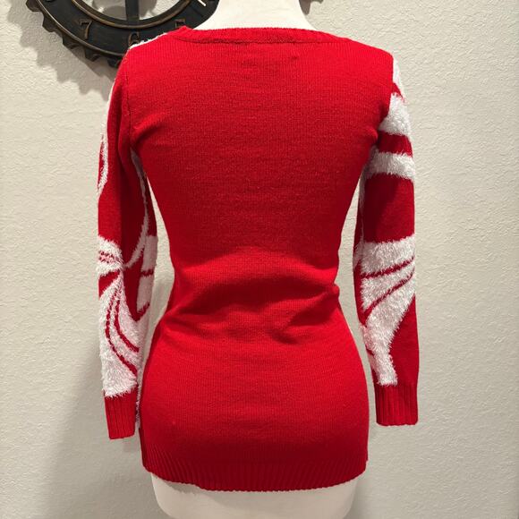 33 DEGREES X-Mas Tunic Sweater Red Sz XS Candycane Elf Cool Snowman Dimensional - Picture 4 of 10
